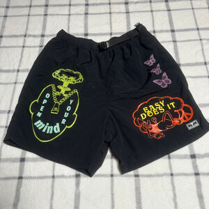 Men's OBEY Athletic Shorts M Black with Graphic Prints #95